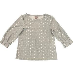 Chico's Gray & White Polka Dot 3/4 Sleeves Shirt  - Size 1 (S)